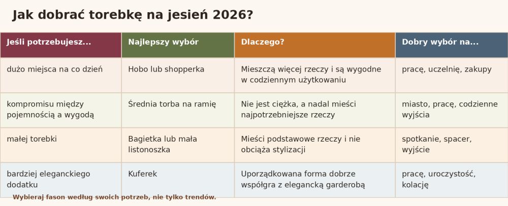 jak dobrac torebke na jesien 2026